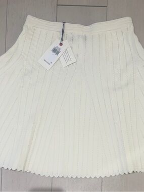 Ted Baker Cream Ribbed A-Line Knit Skirt